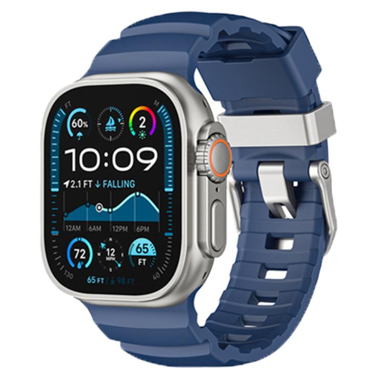 For Apple Watch 46mm / 49mm / 45mm / 44mm Titanium Buckle Field Path Fluororubber Watch Band(Blue) by bashfashion