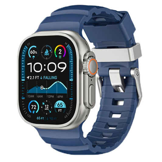 For Apple Watch 46mm / 49mm / 45mm / 44mm Titanium Buckle Field Path Fluororubber Watch Band(Blue) by bashfashion