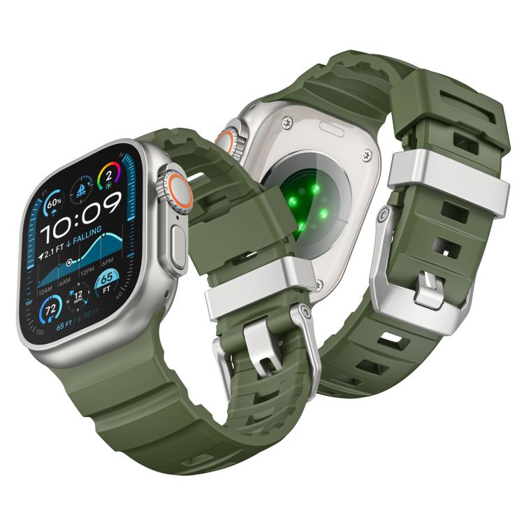 For Apple Watch 46mm / 49mm / 45mm / 44mm Titanium Buckle Field Path Fluororubber Watch Band(Green) by bashfashion