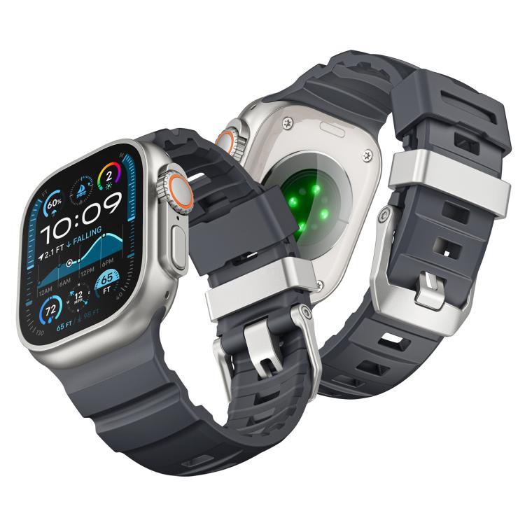 For Apple Watch 46mm / 49mm / 45mm / 44mm Titanium Buckle Field Path Fluororubber Watch Band(Black) by bashfashion