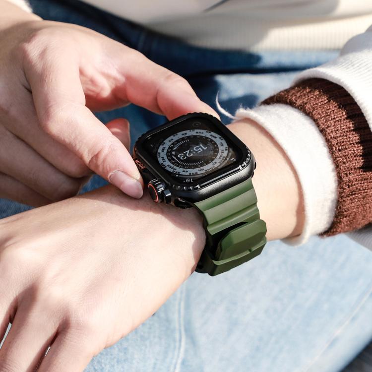 For Apple Watch 46mm / 49mm / 45mm / 44mm Titanium Buckle Field Path Fluororubber Watch Band(Black) by bashfashion