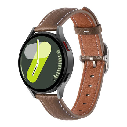 20mm Litchi Texture Square Buckle Genuine Leather Watch Band(Dark Brown) by bashfashion