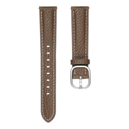 20mm Litchi Texture Square Buckle Genuine Leather Watch Band(Dark Brown) by bashfashion