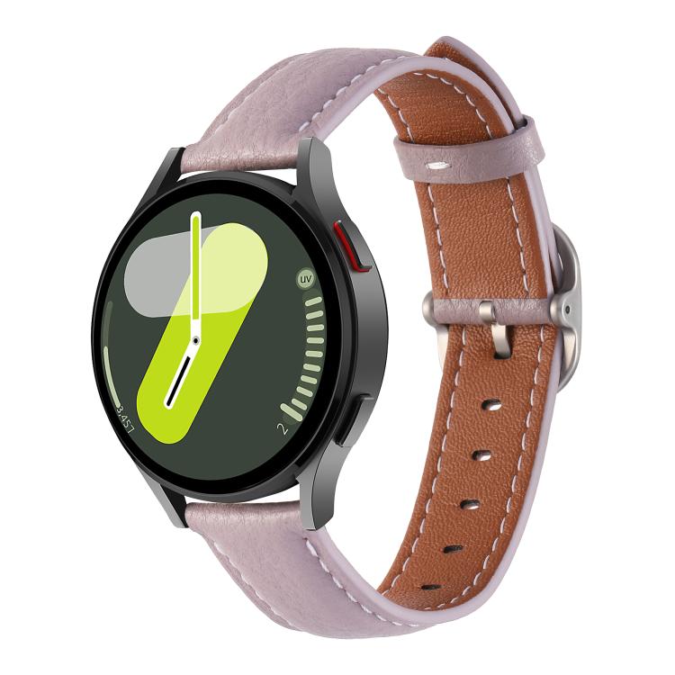 20mm Litchi Texture Square Buckle Genuine Leather Watch Band(Purple) by bashfashion