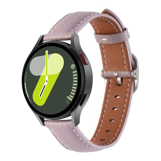 20mm Litchi Texture Square Buckle Genuine Leather Watch Band(Purple) by bashfashion