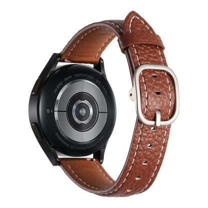 20mm Litchi Texture Square Buckle Genuine Leather Watch Band(Brown) by bashfashion