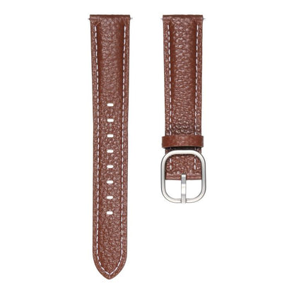 20mm Litchi Texture Square Buckle Genuine Leather Watch Band(Brown) by bashfashion