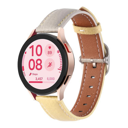 20mm Litchi Texture Square Buckle Genuine Leather Watch Band(Gray+Yellow) by bashfashion