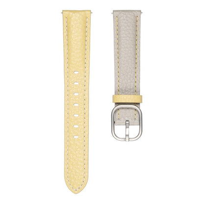 20mm Litchi Texture Square Buckle Genuine Leather Watch Band(Gray+Yellow) by bashfashion