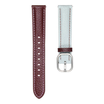 20mm Litchi Texture Square Buckle Genuine Leather Watch Band(Blue+Wine Red) by bashfashion