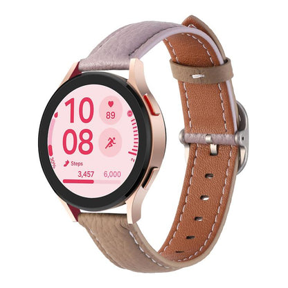 20mm Litchi Texture Square Buckle Genuine Leather Watch Band(Purple+Brown) by bashfashion