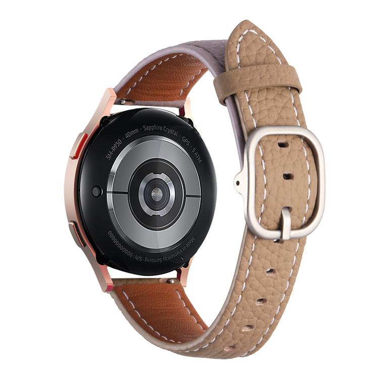 20mm Litchi Texture Square Buckle Genuine Leather Watch Band(Purple+Brown) by bashfashion