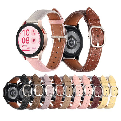 20mm Litchi Texture Square Buckle Genuine Leather Watch Band(Dark Brown) by bashfashion