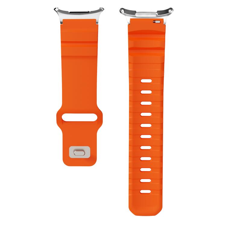 For Samsung Galaxy Watch Ultra 47mm / Ultra 2025 Silver Connector Reverse Buckle Fluororubber Watch Band(Orange) by bashfashion