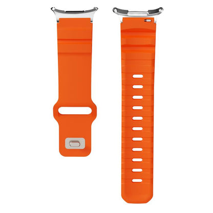 For Samsung Galaxy Watch Ultra 47mm / Ultra 2025 Silver Connector Reverse Buckle Fluororubber Watch Band(Orange) by bashfashion