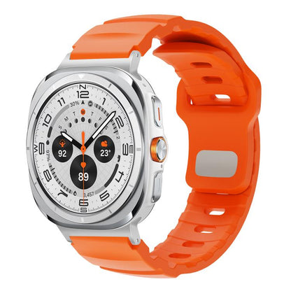 For Samsung Galaxy Watch Ultra 47mm / Ultra 2025 Silver Connector Reverse Buckle Fluororubber Watch Band(Orange) by bashfashion