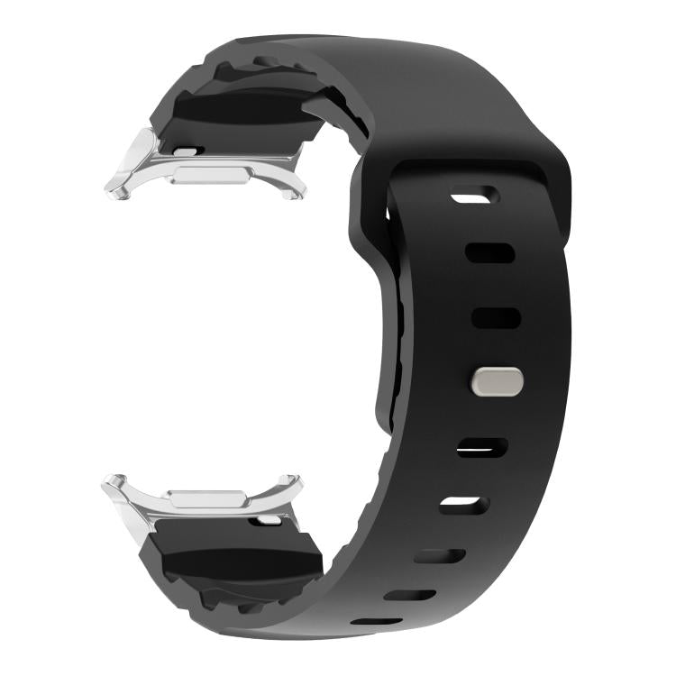 For Samsung Galaxy Watch Ultra 47mm / Ultra 2025 Silver Connector Reverse Buckle Fluororubber Watch Band(Black) by bashfashion