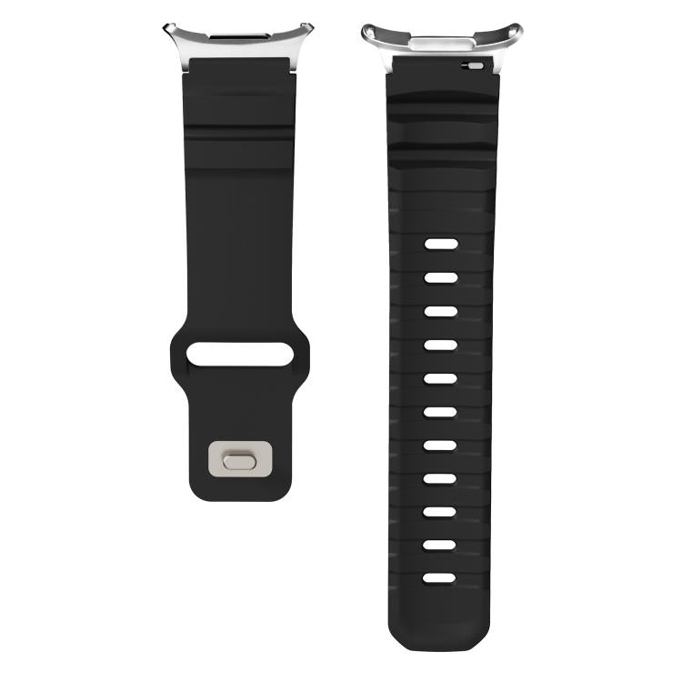 For Samsung Galaxy Watch Ultra 47mm / Ultra 2025 Silver Connector Reverse Buckle Fluororubber Watch Band(Black) by bashfashion