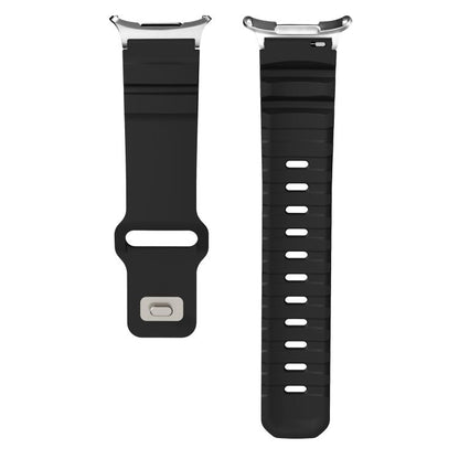 For Samsung Galaxy Watch Ultra 47mm / Ultra 2025 Silver Connector Reverse Buckle Fluororubber Watch Band(Black) by bashfashion