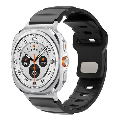 For Samsung Galaxy Watch Ultra 47mm / Ultra 2025 Silver Connector Reverse Buckle Fluororubber Watch Band(Black) by bashfashion