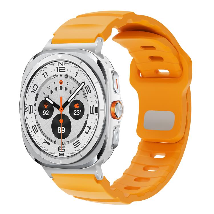 For Samsung Galaxy Watch Ultra 47mm / Ultra 2025 Silver Connector Reverse Buckle Fluororubber Watch Band(Yellow) by bashfashion
