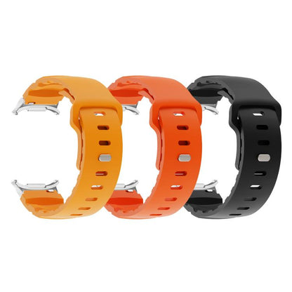 For Samsung Galaxy Watch Ultra 47mm / Ultra 2025 Silver Connector Reverse Buckle Fluororubber Watch Band(Orange) by bashfashion