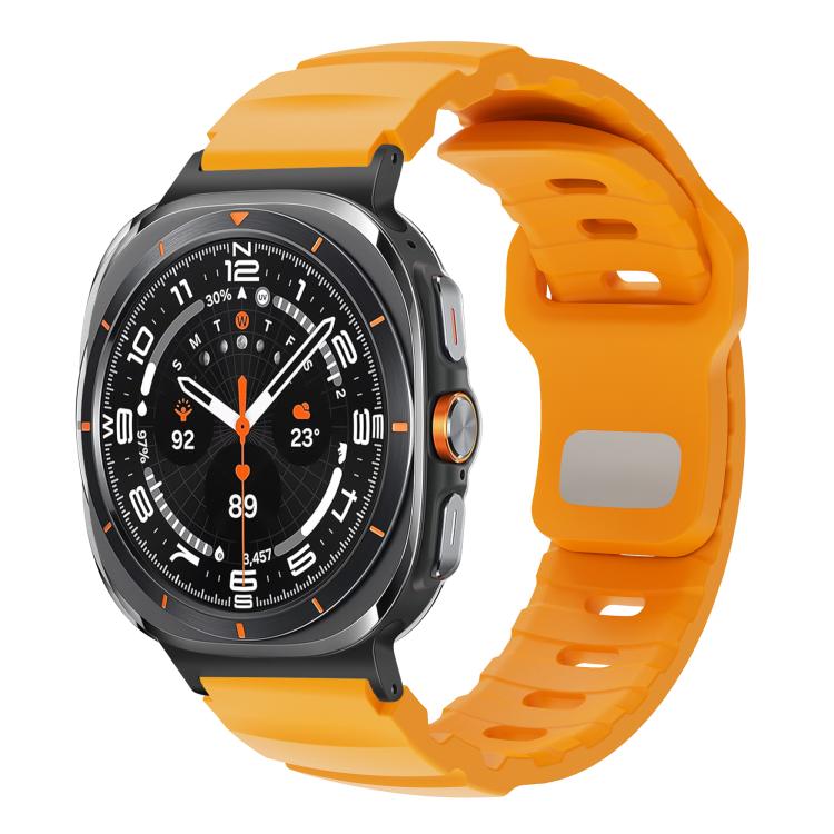 For Samsung Galaxy Watch Ultra 47mm / Ultra 2025 Black Connector Reverse Buckle Fluororubber Watch Band(Yellow) by bashfashion