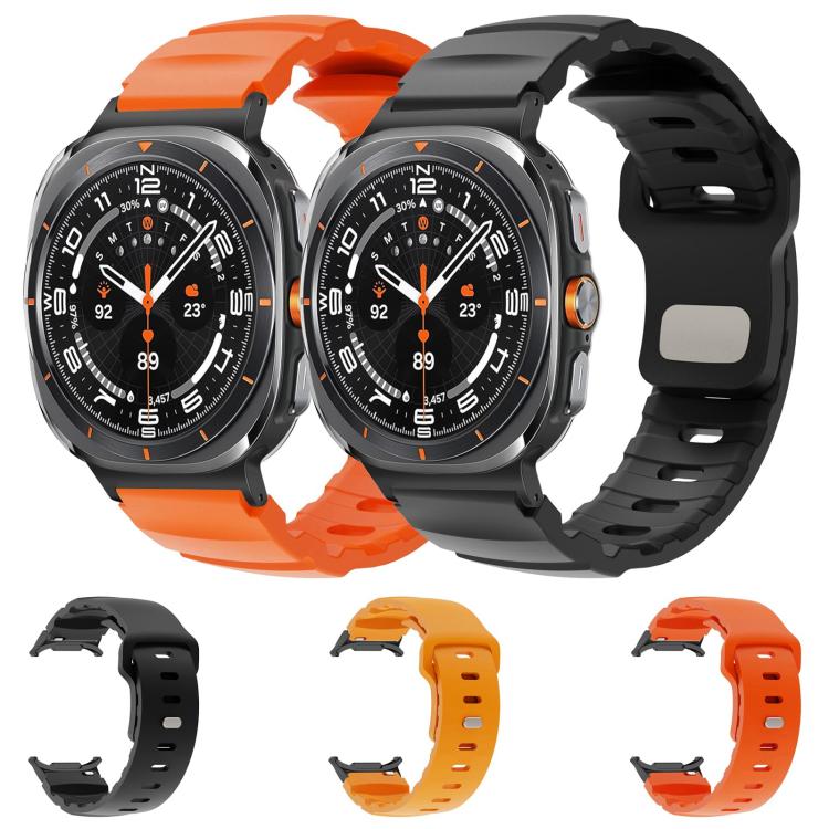 For Samsung Galaxy Watch Ultra 47mm / Ultra 2025 Black Connector Reverse Buckle Fluororubber Watch Band(Yellow) by bashfashion