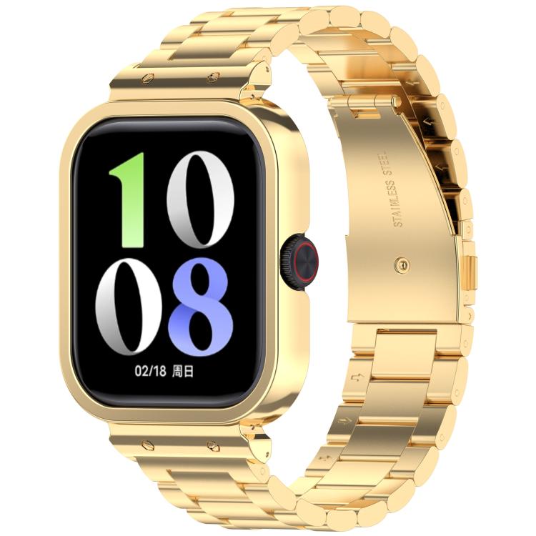 For vivo Watch GT Watch Frame Integrated Three Beads Stainless Steel Watch Band(Gold) by bashfashion