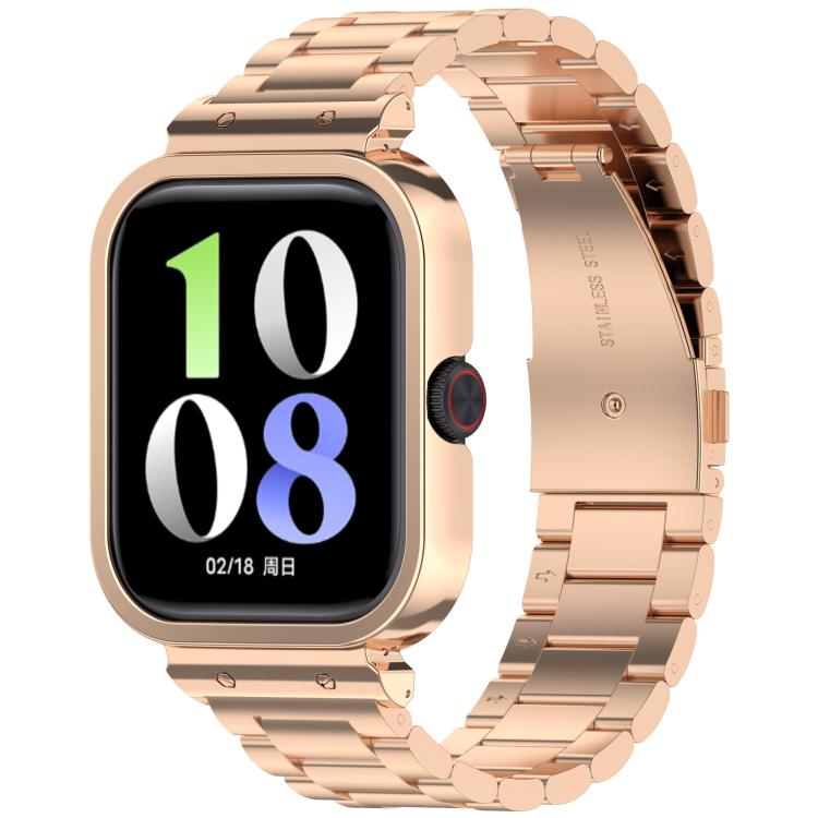 For vivo Watch GT Watch Frame Integrated Three Beads Stainless Steel Watch Band(Rose Gold) by bashfashion