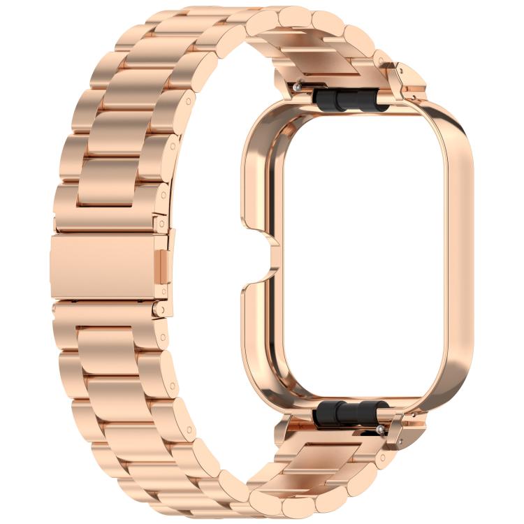 For vivo Watch GT Watch Frame Integrated Three Beads Stainless Steel Watch Band(Rose Gold) by bashfashion