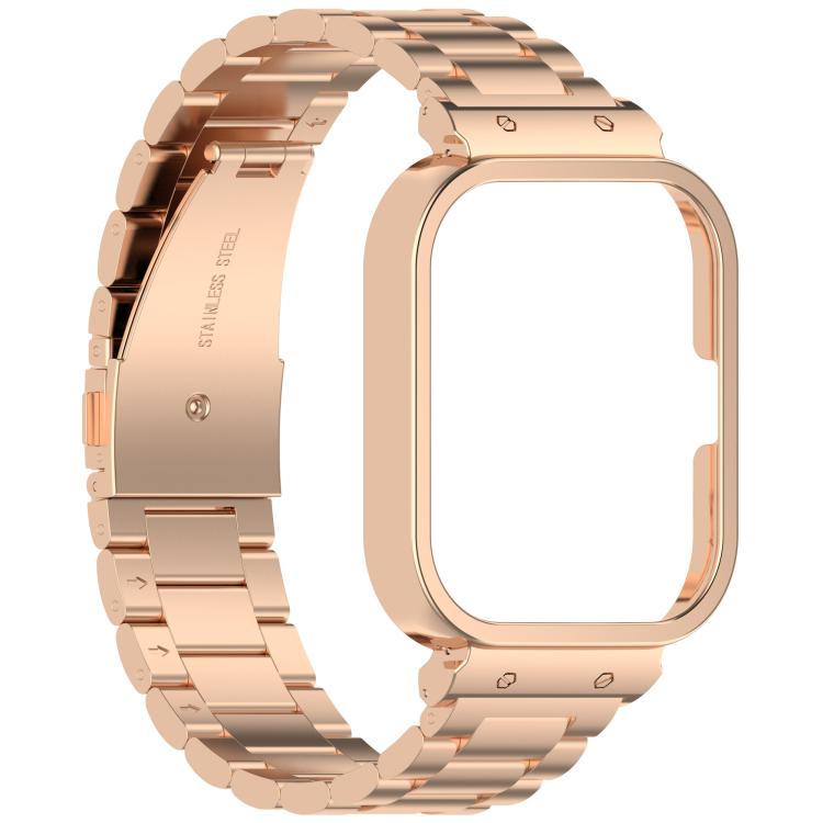 For vivo Watch GT Watch Frame Integrated Three Beads Stainless Steel Watch Band(Rose Gold) by bashfashion