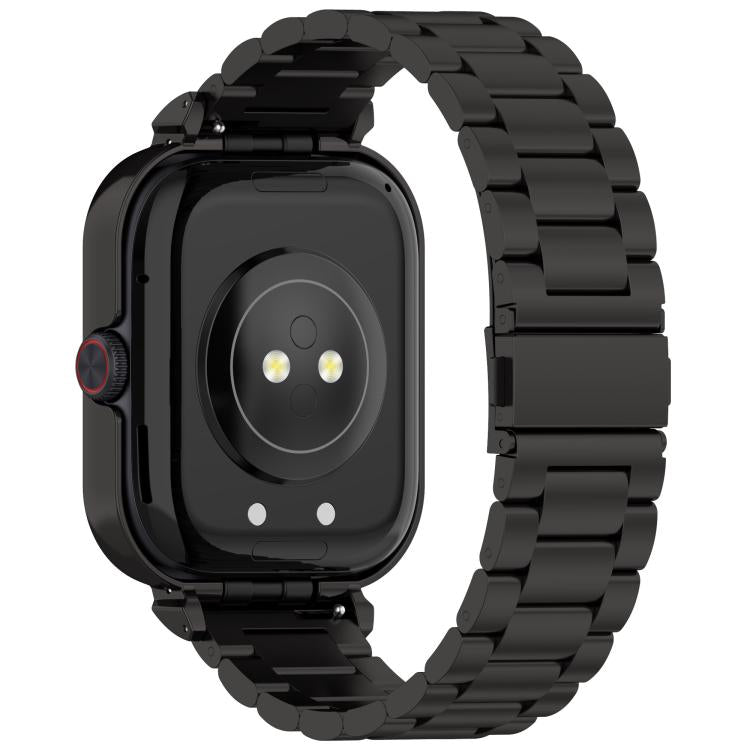 For vivo iQOO Watch GT Watch Frame Integrated Three Beads Stainless Steel Watch Band(Black) by bashfashion