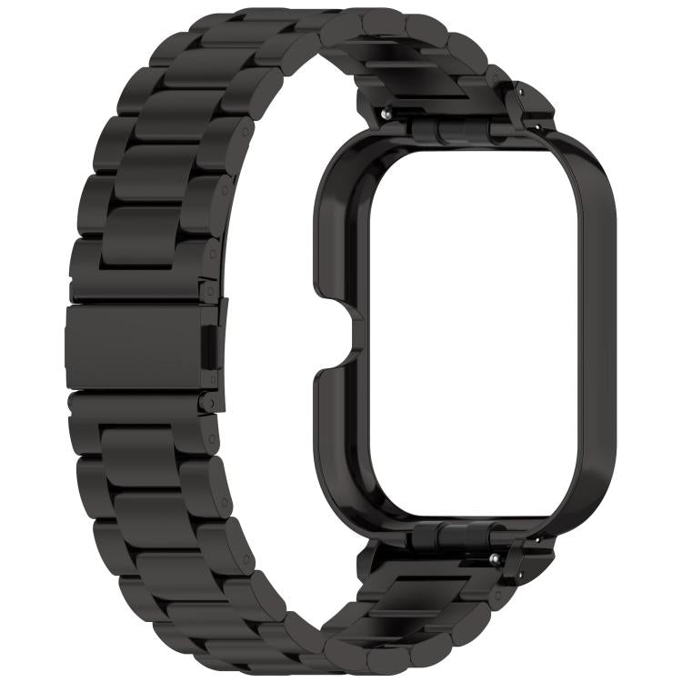 For vivo iQOO Watch GT Watch Frame Integrated Three Beads Stainless Steel Watch Band(Black) by bashfashion