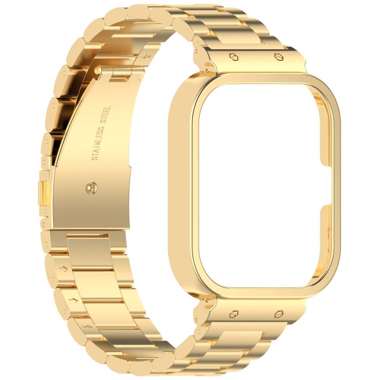 For vivo iQOO Watch GT Watch Frame Integrated Three Beads Stainless Steel Watch Band(Gold) by bashfashion