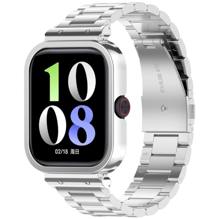 For vivo iQOO Watch GT Watch Frame Integrated Three Beads Stainless Steel Watch Band(Silver) by bashfashion