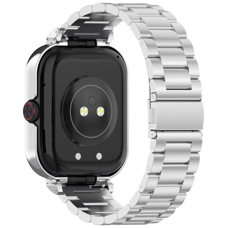 For vivo iQOO Watch GT Watch Frame Integrated Three Beads Stainless Steel Watch Band(Silver) by bashfashion