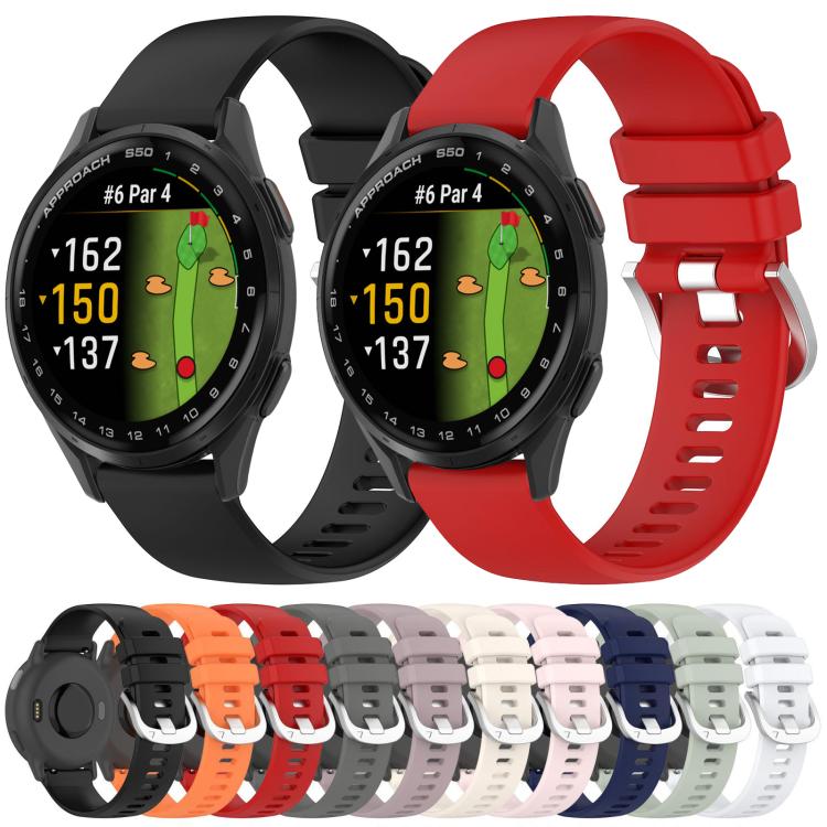 For Garmin Approach S50 20mm Liquid Glossy Silver Buckle Silicone Watch Band(Orange) by bashfashion