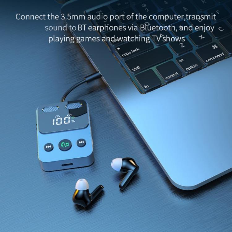 BR17 Bass Boost 2 In 1 Digital Display Bluetooth-Compatible Receiver Transmitter Audio Adapter by bashfashion