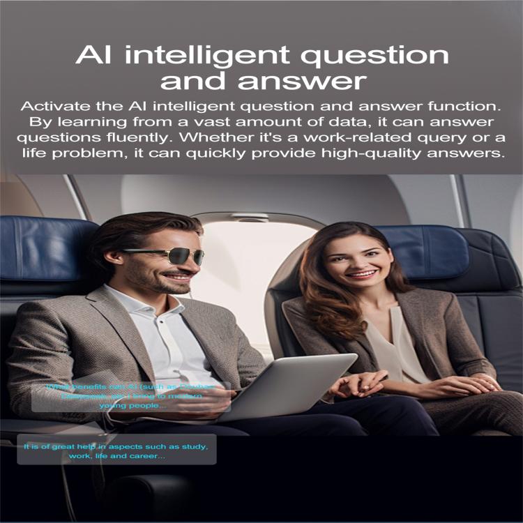 W100C Smart Glasses, Support AI Conversation / AI Intelligent Translation / Bluetooth Call(Black) by bashfashion