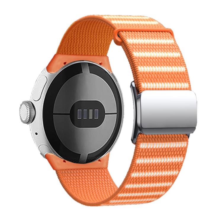 For Google Pixel Watch 1 / 2 / 3 41mm Magnetic Buckle Reflective Nylon Watch Band(Orange) by bashfashion