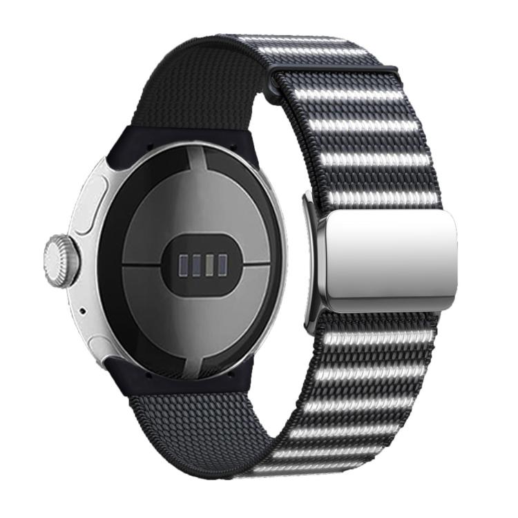 For Google Pixel Watch 1 / 2 / 3 41mm Magnetic Buckle Reflective Nylon Watch Band(Black) by bashfashion