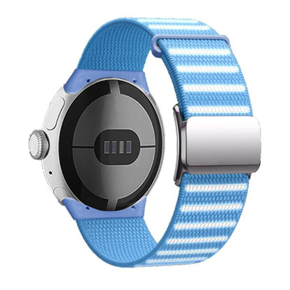 For Google Pixel Watch 3 45mm Magnetic Buckle Reflective Nylon Watch Band(Blue) by bashfashion