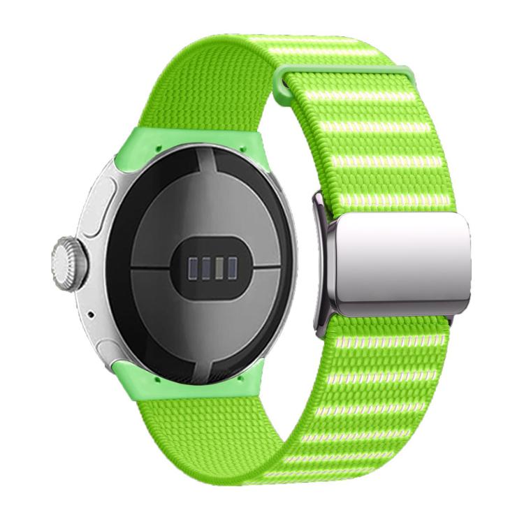 For Google Pixel Watch 3 45mm Magnetic Buckle Reflective Nylon Watch Band(Green) by bashfashion