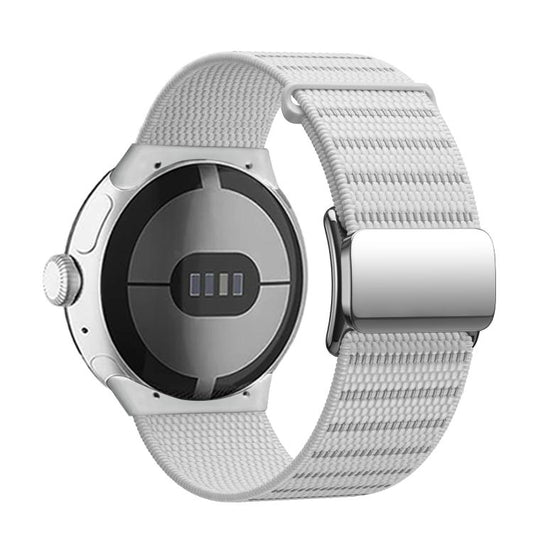 For Google Pixel Watch 3 45mm Magnetic Buckle Nylon Watch Band(White) by bashfashion