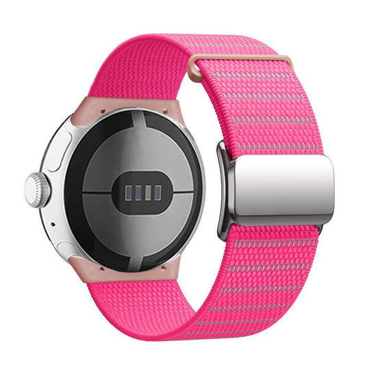 For Google Pixel Watch 3 45mm Magnetic Buckle Nylon Watch Band(Pink) by bashfashion