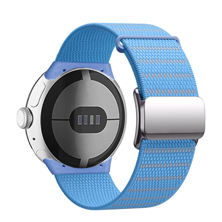 For Google Pixel Watch 3 45mm Magnetic Buckle Nylon Watch Band(Blue) by bashfashion
