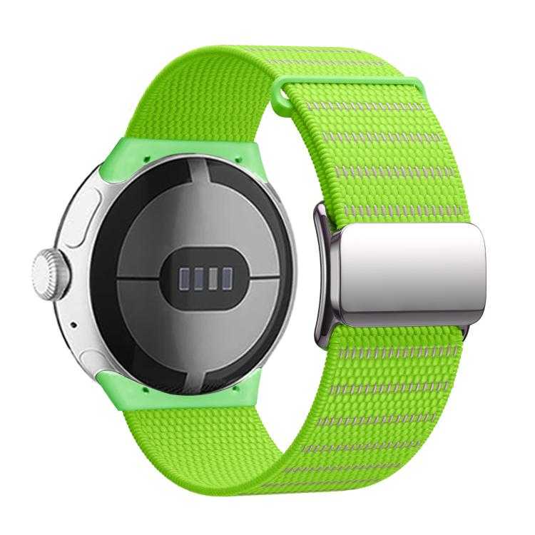 For Google Pixel Watch 1 / 2 / 3 41mm Magnetic Buckle Nylon Watch Band(Green) by bashfashion