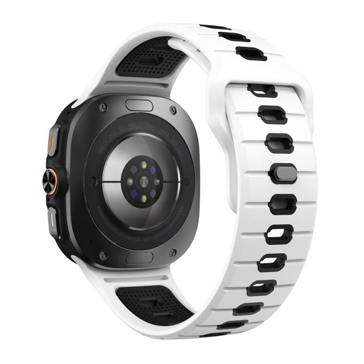 For Samsung Galaxy Watch Ultra 47mm / Ultra 2025 Horizontal Stripes Reverse Buckle Silicone Watch Band(White Black) by bashfashion