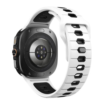 For Samsung Galaxy Watch Ultra 47mm / Ultra 2025 Horizontal Stripes Reverse Buckle Silicone Watch Band(White Black) by bashfashion